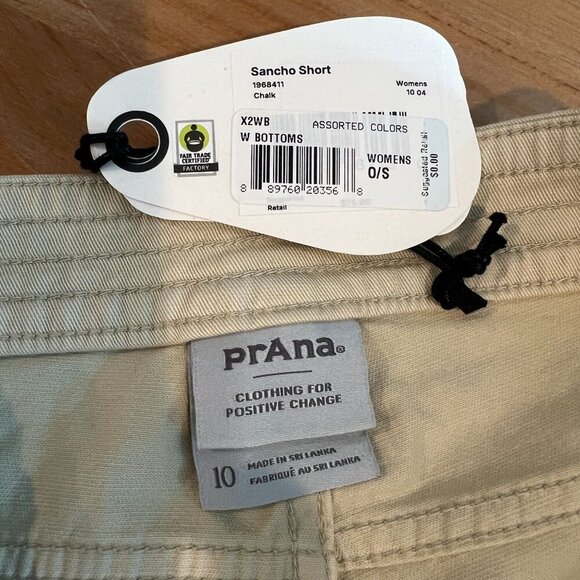 prAna Womens Sancho Mid Rise Short Sz 10 in Chalk Raw Hems Vintage Vibes - Picture 6 of 8